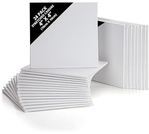 Belle Vous Tela per Dipingere Bianca (24pz) - 10 x 10 cm - Set Tele per Dipingere Pre-Stirate - per Dipingere Adatta per Pittura Acrilica, ad Olio, Schizzi e Disegni - Tela Pittorica