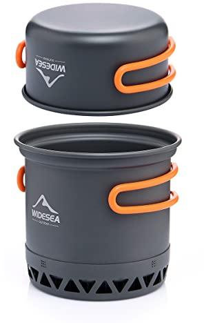 widesea Camping Cookware Outdoor Pot Pan Cooking Equipment Heat Exchange Design for Hiking Backpacking (Silver gray) (Silver gray)