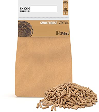 Fresh Grills Wood Pellets for BBQ Grill, Wood Fired Pizza Oven, Kamado and Outdoor Smokers, High Energy Wood Chips 1.5kg to 18kg (Oak Wood, 1.5kg)