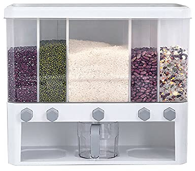 10 kg 5 en 1 montaje en pared, dispensador de cereales, dispensador de cereales, dispensador de comida seca transparente, caja de almacenamiento