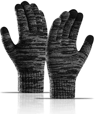 BINXWA Unisex Winter Warme Handschuhe für Handy,Touch Handschuhe aus Winddicht Verdickter Wolle mit Elastischen Bündchen Wollhandschuhe Geeignet zum Wintersport Outdoor