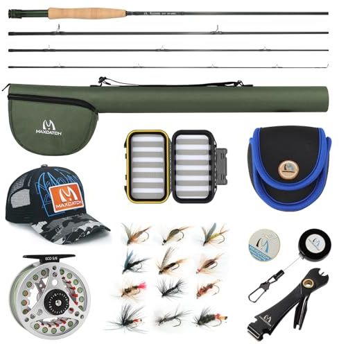 MAXIMUMCATCH Maxcatch Extreme Fly Fishing Combo Kit 3/4/5/6/7/8 weight Fly Rod and Reel Outfit (8wt 9‘0“ 4pc Rod,7/8 Reel)