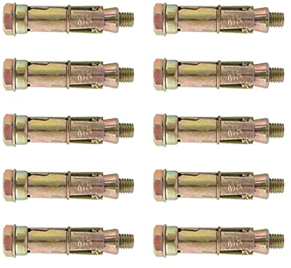 TENGYIF Bouclier Boulons d'Ancrage 10 Pcs Long Bouclier d'Expansion M8 × 60 MM Boulon Bouclier Ancrages pour Murs Solides et Béton Argent (Silver)