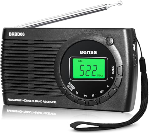 Benss Digital Radio Batteriebetrieben FM AM SW UKW, Batterie Radio mit Bildschirmanzeige/Timing-Funktion/Kopfhöreranschluss, Radio Klein mit AA Batterien Betrieben, Zum Spazierengehen Und Camping