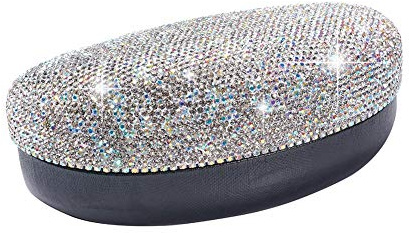 Blueshyhall Sonnenbrillen Etui Hardcase Glizter, Bling Brillenetui mit Diamant Strass, Sunglasses Case Organizer Box, Sonnenbrillen Etui Hartschale Faltbar für Frauen Herren Kinder Auto