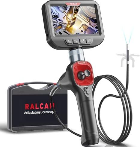 Ralcam Endoskopkamera 6,2mm Endoscope Camera - 360° Endoskop Schwenkbarer 4,3 HD 720P Inspektionskamera mit Licht Rohrkamera, Kameras mit 6 LED, IP67 Wasserdicht 1m Kanalkamera Lenkendoskop
