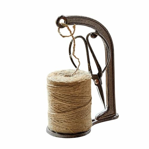Loberon Schnurhalter mit Schere Preston, braun | reizender Vintage-Look, Haushaltshelfer, Gartenzubehör, Gartenaccessoires, Eisen, Stahl