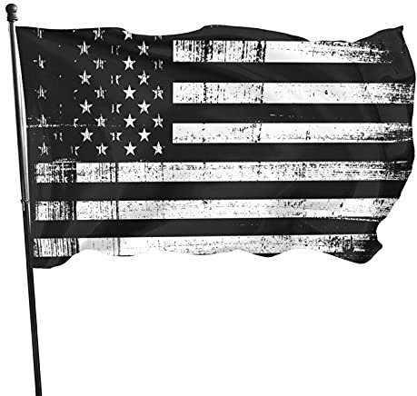 Bandiera Grunge USA Flag 1,9 x 1,5 m bandiera del paese in bianco e nero esterno decorazione da giardino portico banner leggero - resistente allo sbiadimento UV