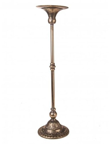 Alzata porta candela in metallo color oro/bronzo. Dimensioni: Ø 18X70 h, Brandani, 84304