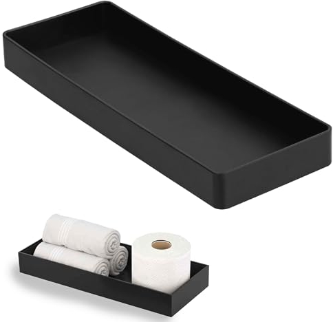 Silikon Schwarz Deko Tablett Länglich - Badezimmer-Organizer Für Theke, Aufbewahrungs-Waschtisch, Kosmetik-Schmuck-Organizer Für Kerzen, Seife, Kosmetik