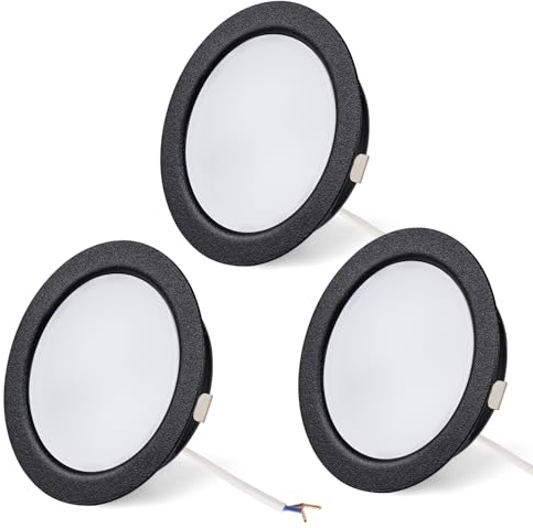 URing Lot de 3 spots LED encastrés au plafond 12 V, spots de plafond LED intégrés 3,5 W 300 LM 4 000 K blanc neutre, dimmables spots encastrables lumières ultra-minces pour camping-car armoires de