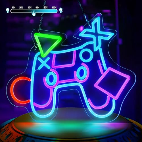 Laybasic Gamer Neonschild Dimmbar LED Leuchtreklamen für Wanddekoration, USB Game Room Leuchtschilder für Schlafzimmer Spielzimmer für Gamer, Jungen (40x35cm) (Gamepad)