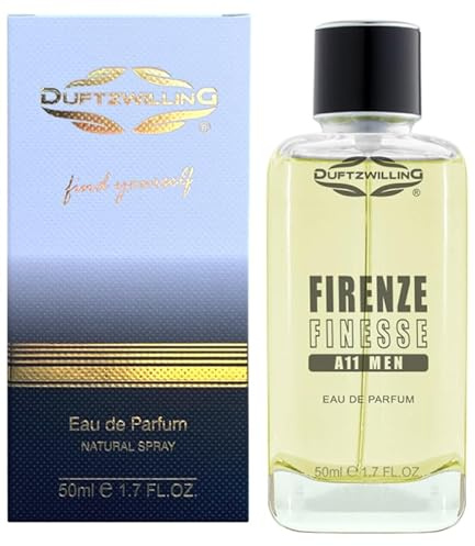 DuftzwillinG FIRENZE Finesse 50 ml, Eau de Parfum Herren, A11 MEN, zitrisch | Parfüm Herren - Frisch-zitrischer Männerduft mit Kardamom, Orange, Tannenharz, Moschus und Vetiver für Alltag und Dates