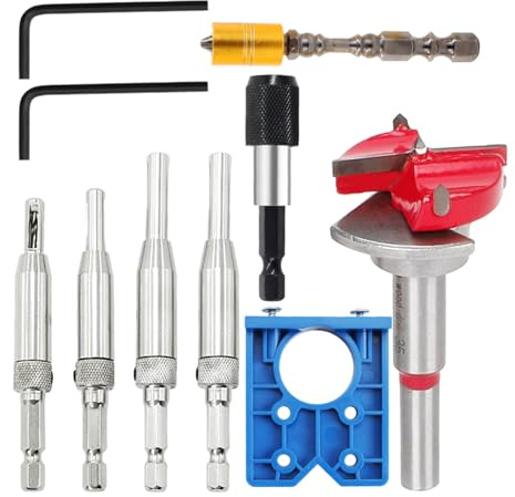 Set di 8 modelli di foratura per cerniera per la lavorazione del legno Serratura della porta di trapano Pentole per cerniera Set di modelli per l'installazione di porte dell'armadio Set di modelli di