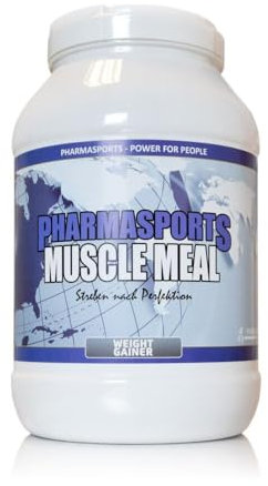 2KG Muscle Meal Weight Mass Gainer Vanille mit Whey Protein Isolat Eiweiß Pulver & komplexe Kohlenhydrate