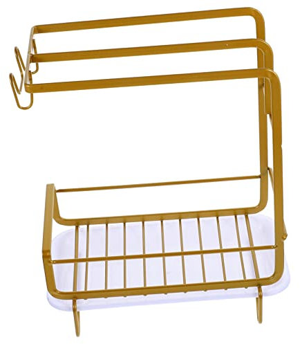 CIYODO Estante De Almacenamiento De Cocina Para Esponjas y Paños Organizador De Fregadero Con Bandeja De Agua Escurridor De Cocina Para Limpieza Rápida