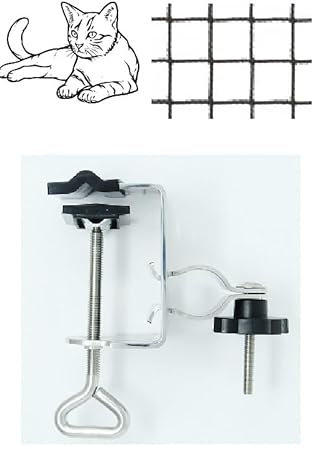 Aktion - Katzennetz Edelstahl Halterung an Runde-Eckige Balkongeländer mit ø bis 50 mm für Stäbe bis ø 35 mm -Zum aktuellen Test-Preis Made B. Württemberg