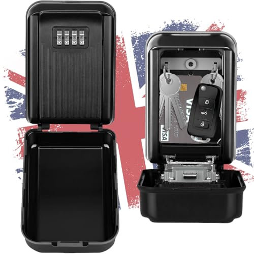 Coffre-fort à clés extérieur étanche - Coffre-fort de sécurité mural approuvé par la police, grande capacité avec serrure à code PIN, robuste, résistant aux intempéries pour la maison, le garage