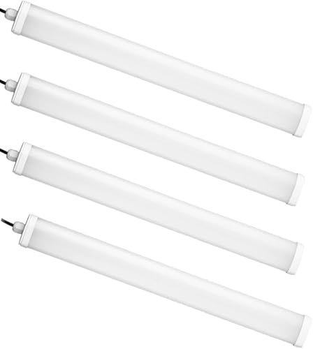 papasbox 4 Stück LED Leuchtstoffröhre 120cm | Feuchtraumleuchte Röhre 40W LED Werkstatt Deckenleuchte Lampe | 6500K Kaltweiß IP65 Wasserdicht Leuchtstofflampe für Keller Werkstatt Garage Küche