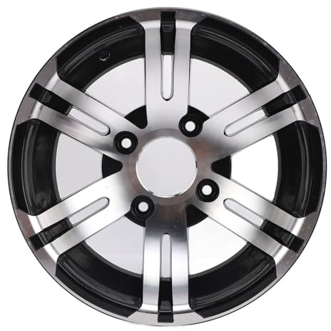 Brilluxa Cerchione ATV da 12 Pollici, Ruota in Acciaio Nero con Finitura Lavorata in Lega di Alluminio, Alta Resistenza, Sostituzione per Quad Bike, Go Kart, Carrello (Front Wheel)