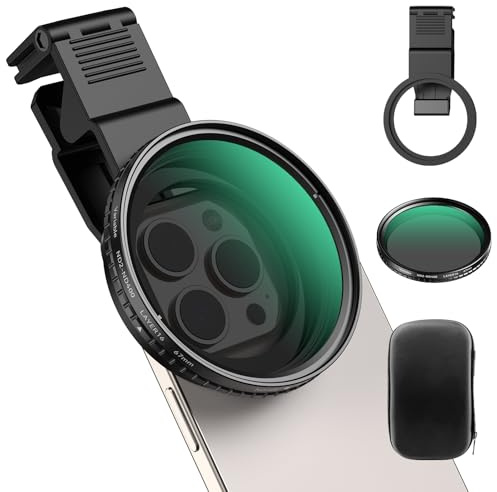 APEXEL Universal-Handyfilter, 67 mm Variabler ND2-ND32-Filter, Geeignet für iPhone 17/16/15... Samsung, Xiaomi und andere Smartphones