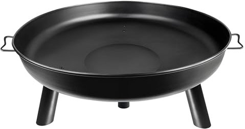 SUBTLETY Braseros para barbacoa para el jardín, diámetro de 80 cm, forma redonda, cesta de fuego con mango portátil y pie de apoyo extraíble, metal para exteriores, para camping, playa, balcón, fiesta