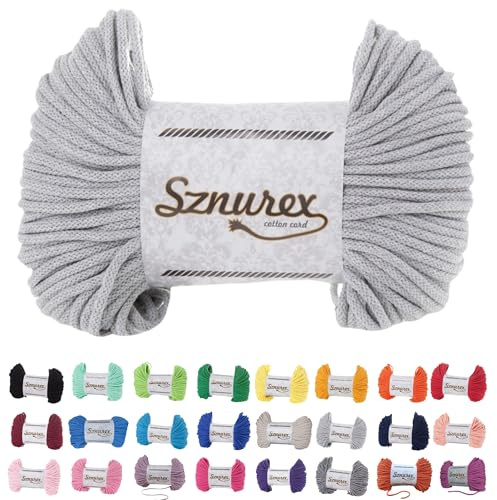 Makramee Garn 5mm x 100m Baumwollschnur Perfekt für DIY, Garn für Makramee-Schnur über 50 Farben Oeko-TEX Zertifiziert - Baumwollkordel (Hellgrau, 5mm/100 Meter)