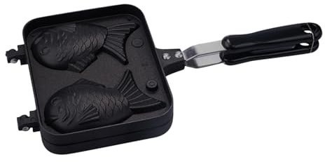Taiyaki - Máquina japonesa para hacer gofres de pescado | Tortitas japonesas reutilizables con forma de pescado para cocinar en casa, rellenas de chocolate y crema de vainilla