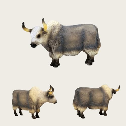 Freefire Grauer Yak Figuren Realistisch Tierfiguren Frühe Erziehung Hundespielzeug Wissenschaftsprojekt Weihnachten Geburtstag Kuchendeckel Kinder Kleinkind (Grey)