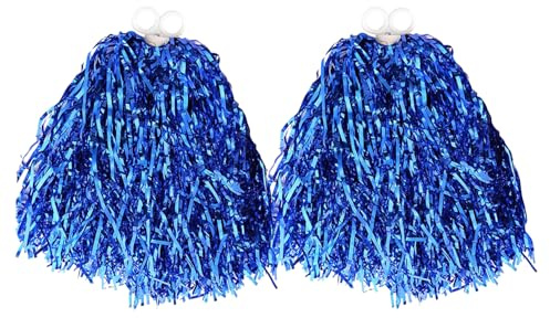 Miaija 2 Pcs Cheerleading Pom Poms Hand Flowers Pompoms Sports Cheers Ball Dance Fancy Dress Festival Celebration Cheering Props Colourful Mixed Dance Pompoms Used for Women (Sapphire blue)