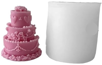BOJHGO Moldes para Velas 2 uds DIY Molde de Silicona for Pastel de cumpleaños Molde de Vela de escayola 3D Multicapa Herramientas for Hornear Pasteles de azúcar moldes de Dulces de Chocolate(Large)