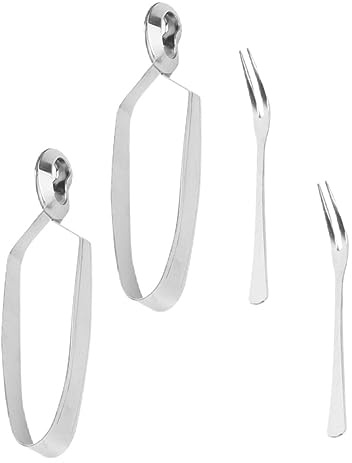 LIGIGWASH 4 pièces Pince et Fourchette Escargot Acier Inoxydable Ustensiles Cuisine Ergonomiques pour Manger Fruits de Mer Fromage et Outils pour Dîner et Réceptions