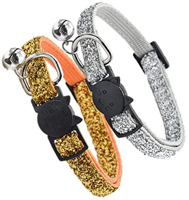 TOYANDONA 2 pièces Collier pour Chat et Chien Réglable avec Cloche Anneau de Sécurité Accessoire Pratique et Jaune Foncé Confort et Style pour Animaux de Compagnie
