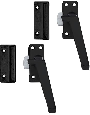 AXA Fenstergriffe 2er set - 3308 - Fenstersicherung - Rechts drehend | abschließbar mit Knopf, Aluminium Schwarz