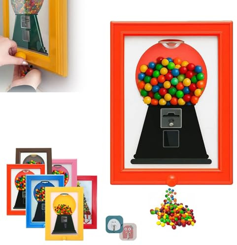Artévita Bilderrahmen Süßigkeitenspender - Wandmontierter Candy Dispenser Automat für Home Office, Dekorative Süßigkeiten Spender mit Schnelle Verteilung (Rot)