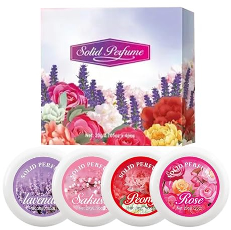 4pcs parfum de parfum solides ensemble pour les femmes, baume de poche portable solide, ensemble de p-arfum solide, p-arfums durables, formule non collante, taille de voyage (1 set)