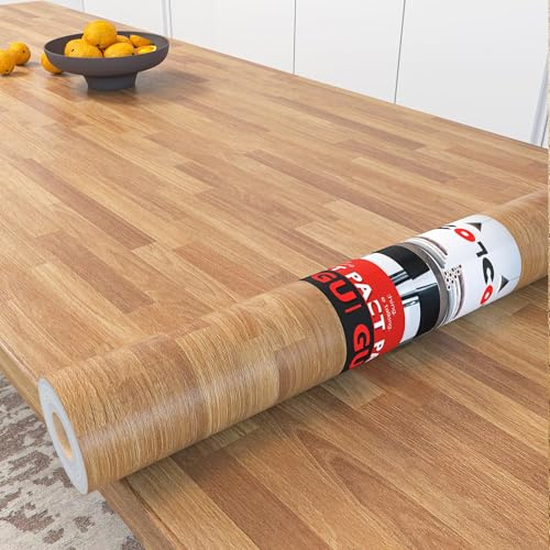 Decotalk Rouleau Adhesif Pour Meuble Bois Brun Clair 60X300cm Papier Peint Bois Revetement Adhesif Meuble Vinyle Adhésif Film Brun Autocollant Étanche Pour Décorer Des Cuisine Murs Comptoirs Porte