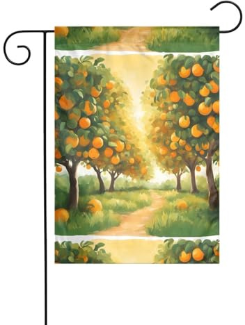Décoration de jardin Drapeau de jardin 30,5 x 45,7 cm WHJSSF Beaucoup d'orangers Image épaisse et résistante à l'usure pour pots de fleurs de jardin et pelouses