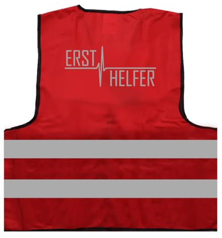 Ersthelfer Erst Herzschlag Helfer Sanitäter Warnweste BZW. Signalweste mit reflektierendem Aufdruck ID: 895