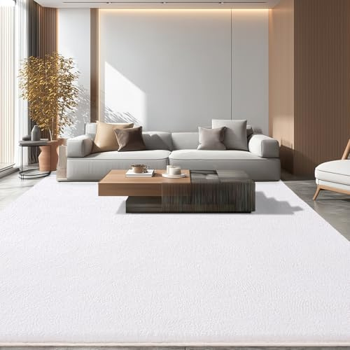iEvery Teppich Wohnzimmer 200x300 - Waschbarer Kuscheliger Kurzflor Teppich Moderner Wohnzimmerteppich, Weich & Pflegeleicht Carpet rutschfest für Schlafzimmer, Bettvorleger & Kinderzimmer, Weiß