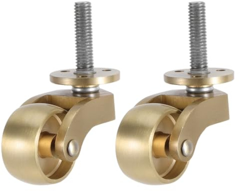 Luxshiny 2 Pack Heavy Duty Castor Wheels Brass M8 Threaded Stem Swivel Roller