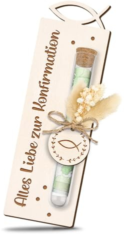 Konfirmation Geschenke für Mädchen Junge, Geldgeschenk Konfirmation Verpackung mit Trockenblumen & Reagenzglas, Kleine Wunscherfüller Konfirmationsgeschenk