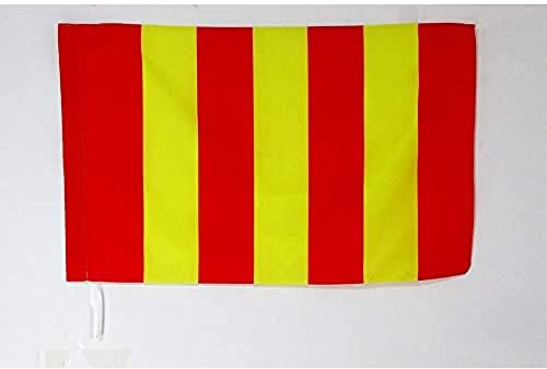 AZ FLAG Flagge Motorsport gelbe mit vertikalen roten Streifen 90x60 cm | Für innen und außen Motorsport Rennleitung Rot und Gelb dekorative Flagge doppelte Nähte und verstärkte Kanten mit Masttunnel