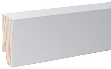 Vierkant Massivholz-Sockelleisten - Weiß lackiert RAL 9010 Höhe 40mm