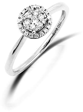Stella-Jewellery Damen Diamantring 750er Weißgold 0,23 carat Illusion Fassung Verlobungsring Solitärring