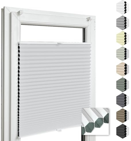 Home-Vision® Premium Doppelplissee Wabenplissee ohne Bohren mit Klemmfix (Weiß-Weiß, B95cm x H120cm) Modern Klemmfix Blickdicht Plissee Sonnenschutz Hitzeschutz Jalousie für Fenster Thermo
