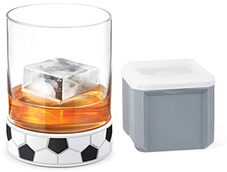 Final Touch - Vaso de whisky y cóctel de fútbol con molde cuadrado de hielo, 12 onzas