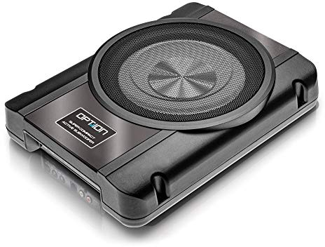 OPTION Drive10UA - 25cm Aktiv-Subwoofer - 120 Watt RMS (2X 60 Watt RMS) - Bass Boost & High Level Eingang mit Auto Sense