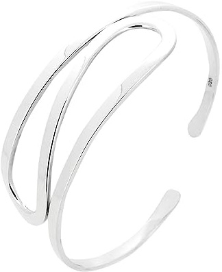 Treasure Bay Silber Armreif Armband für Frauen Mädchen - Damen Einfarbig 925 Sterling Silber Armreif Armband, Einheitsgröße, Silber