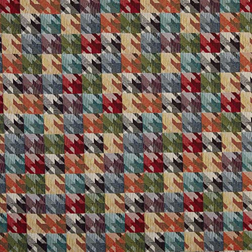 Kt KILOtela - Tissu d'Ameublement, Jacquard Gobelin, Coussins, Rideaux, Accessoires, Déco, Fauteuils, Canapés, 100 cm Longueur x 280 cm Largeur, Pied de Poule, Multicolore ─ 1 mètre